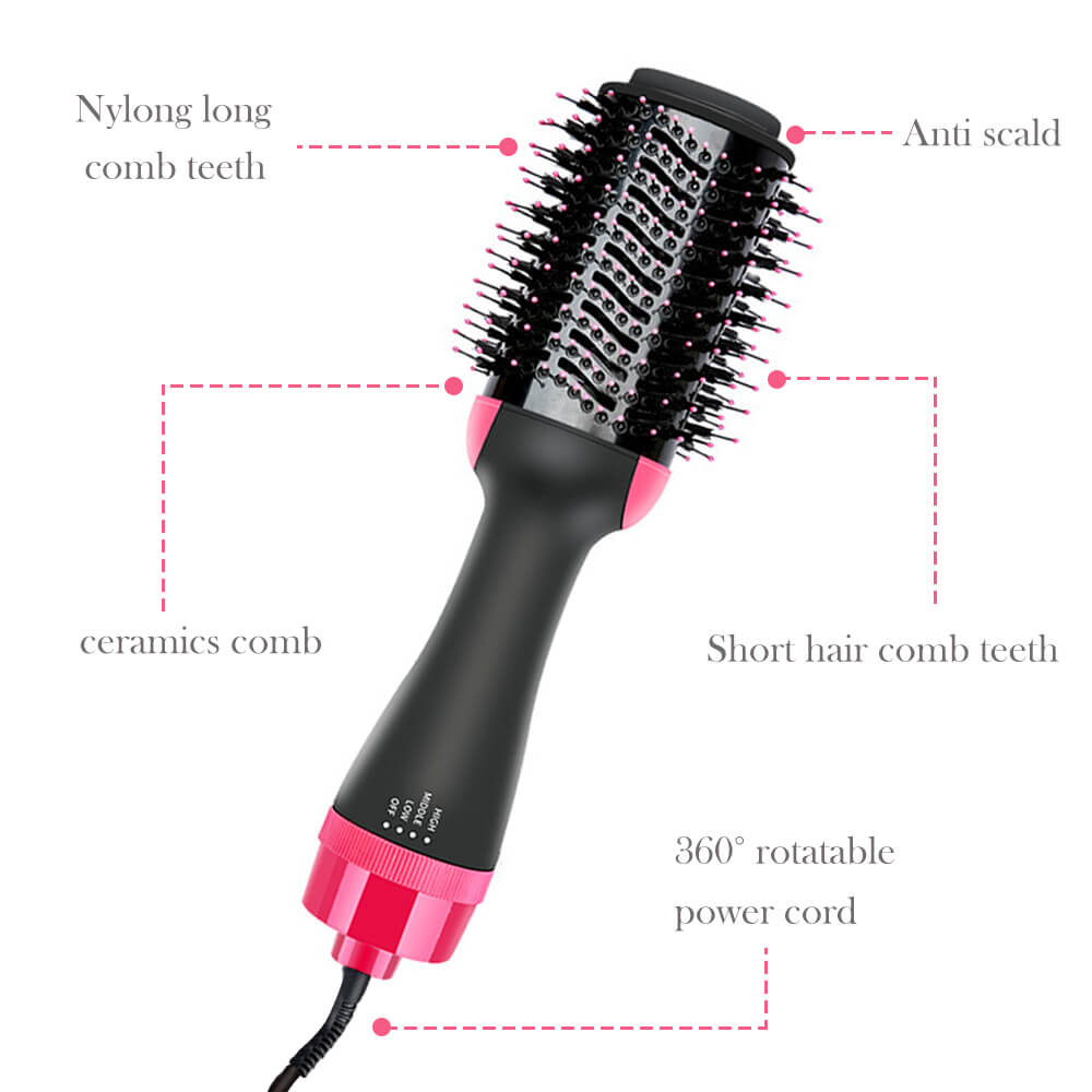 Secador de pelo 4 en 1, voluminizador, cepillo de aire , peine Alisador, rizador, Estilismo, cepillo eléctrico de iones negativos multifuncional
