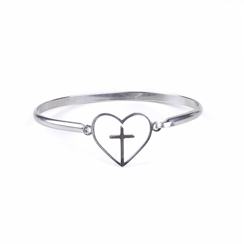 Stainless Steel 4-Styles Heart Leaf Bracelets Luxurious Jewelry For Women Silver Color Love Bangles Christmas: 05