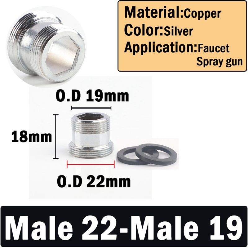 2 Stks/partij M22 Om M20 M18 M28 Draad Rvs Connector Kraan Gewrichten Waterzuiveraar Accessoire Keuken Water Tap Adapter: M22 to M19