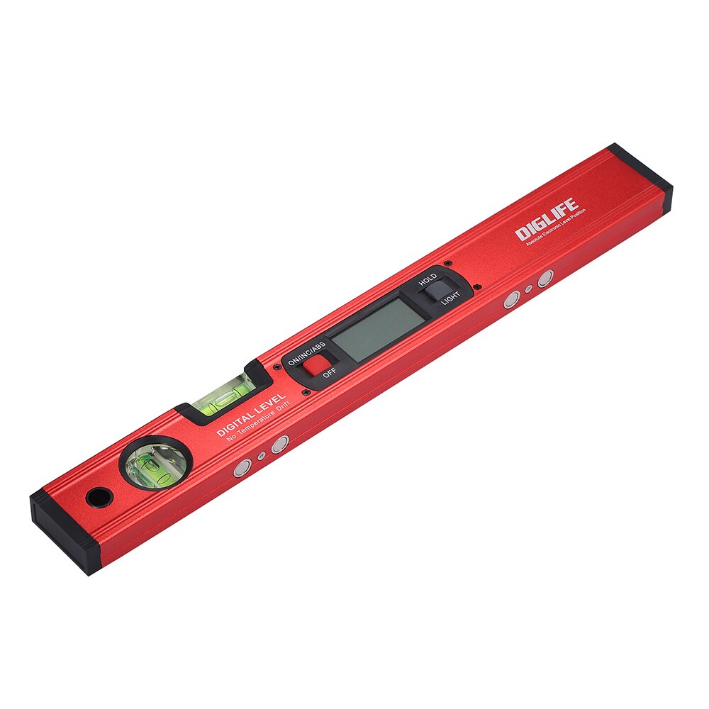 Digital Leveling Instrument 0-90°Angle Finder Level Meter Absolute Electronic Level Position with Vertical & Horizontal Bubble: RED