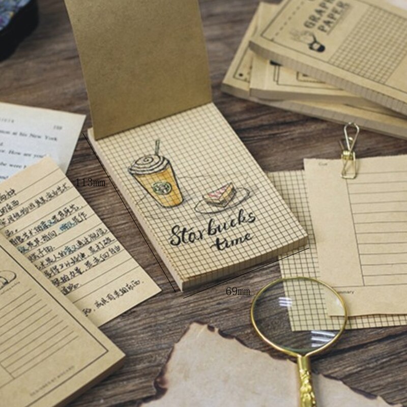 50pcs/pack Vintage Sketchbook Kraft Paper School Supplies Five Styles Options School Stationery