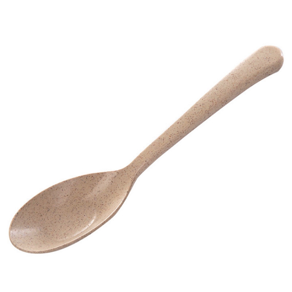 1PC Popular Wheat Straw Soup Spoon Long Handle Kids Soup Spoon Portable Tableware Eco Friendly Flatware Kitchen Tool: beige