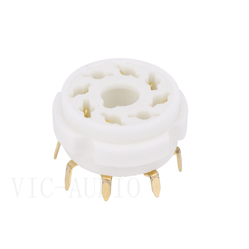 10PCS Ceramic K8A 8Pin Vacuum Tube Socket PCB Mount Gold Octal Valve Base For KT88 EL34 6SN7 6SL7 6CA7 EL34 GZ34 Vacuum Tube Amp: GZC8-Y-G Gold