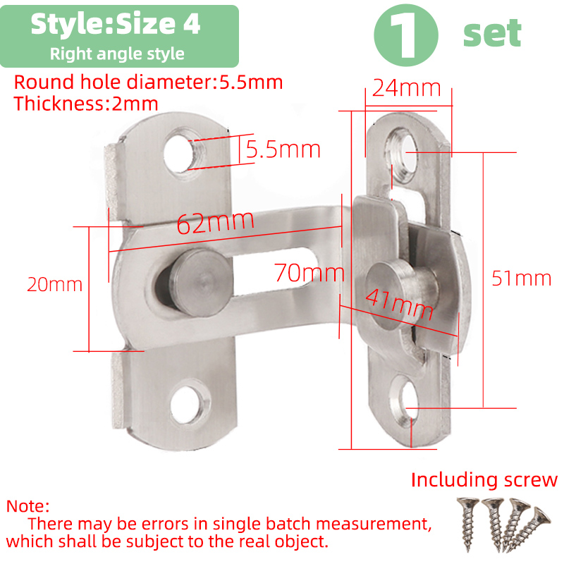 90 Degree Right Angle Door Latch Hasp Bending Latch Barrel Bolt with Screws for Doors Buckle Bolt Sliding Lock: Right Angle style-4