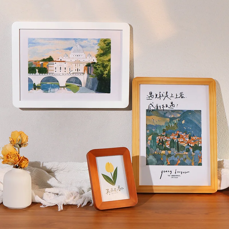 Moldura de madeira colorida, molduras para fotos de casamento, moldura criativa para decoração de mesa de fotos e acessórios