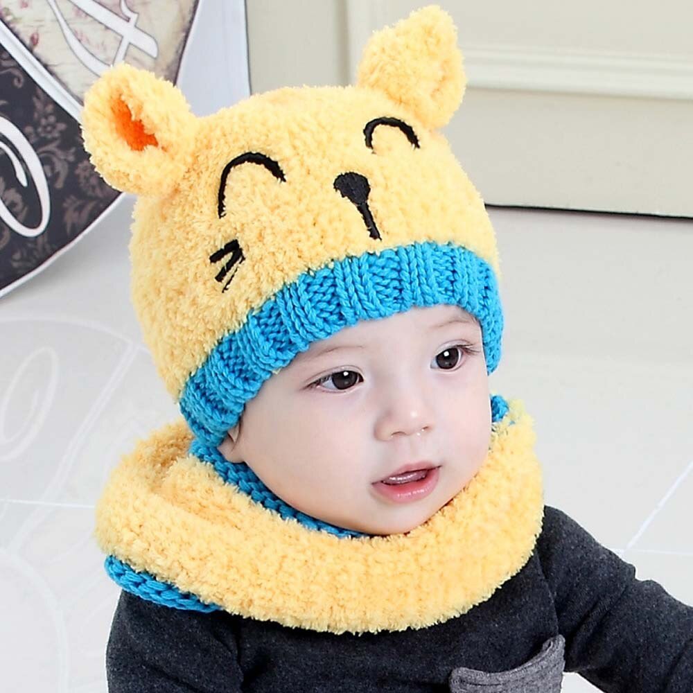 Children's Knitted Hat Plus Velvet Scarf – Vicedeal - Main Image