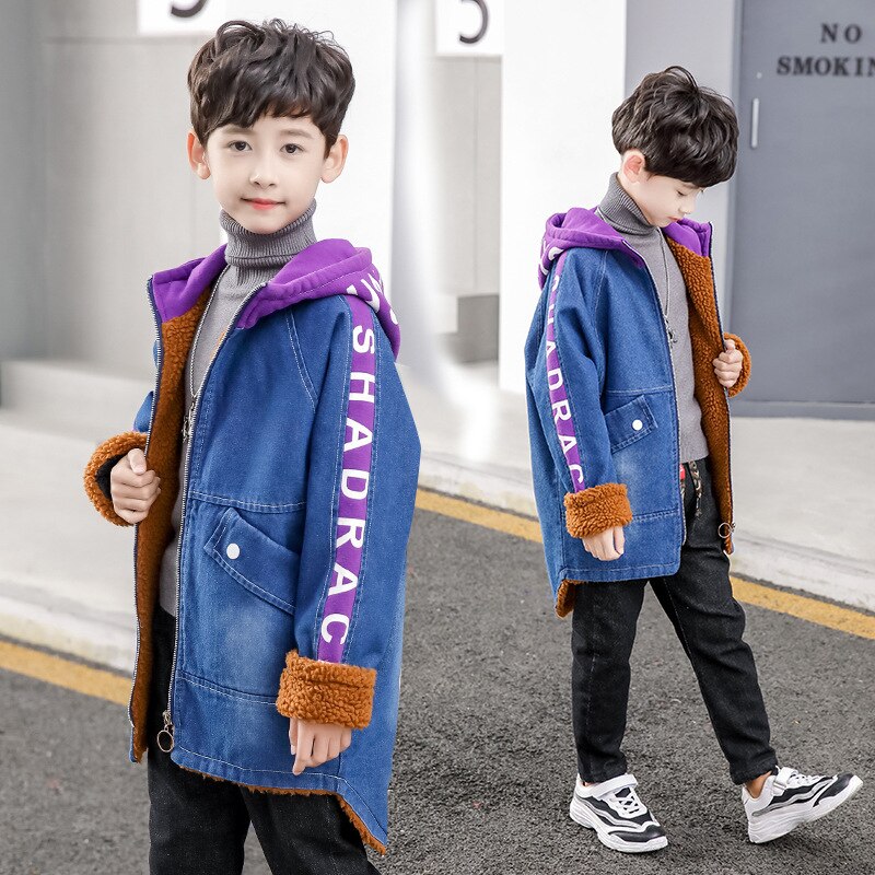 neue herbst winter kleidung kinder unten kleidung parkas warme oberbekleidung mit kapuze cowboy mäntel für jungen kinder jacke windjacke