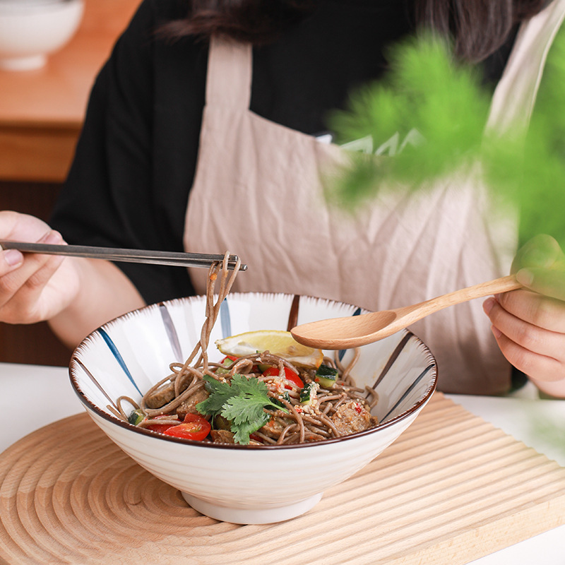 Japanese Hand-painted Japanese Style Home Ramen Bowl Hat Bowl Rice Bowl Ceramic Tableware Personality Big Soup Bowl