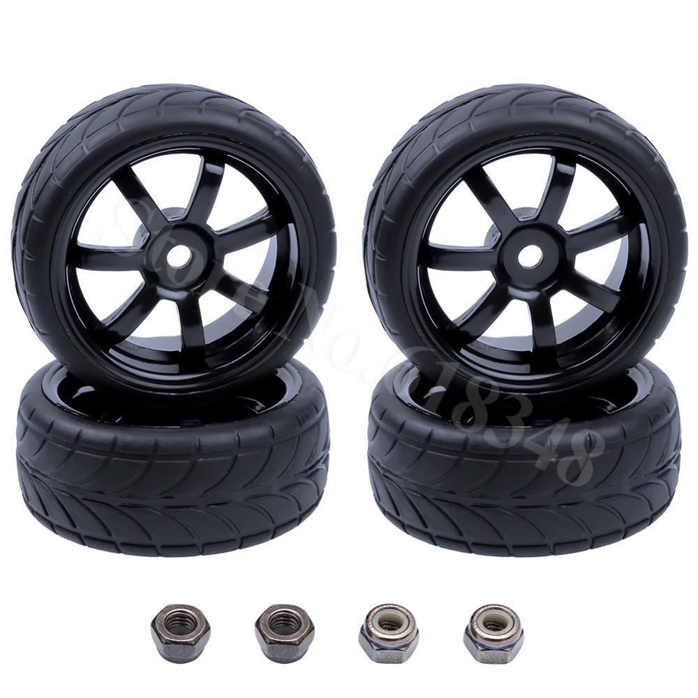 4Pcs 26mm Rubber RC Tyres & Wheel Rims Hex 12 For 1:10th HSP HPI Sprint 2 Drift RS4 On Road Cars 4WD: Type 2356