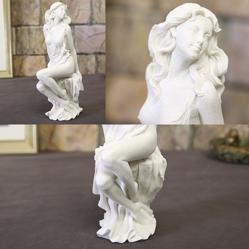 Estatua de piedra arenisca blanca para mujer, accesorios creativos de decoración del hogar europeo, escultura artesanal, , , 1 ud.