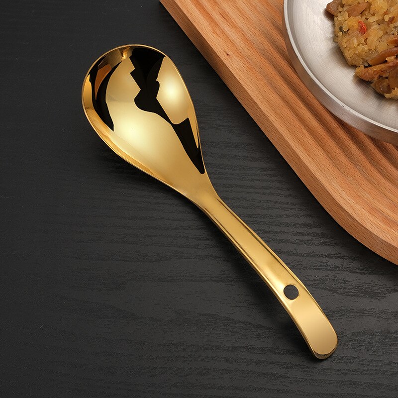 Cuchara para sopa de arroz, cucharón grande de acero inoxidable, vajilla para servir, utensilios de cocina para accesorios de cocina