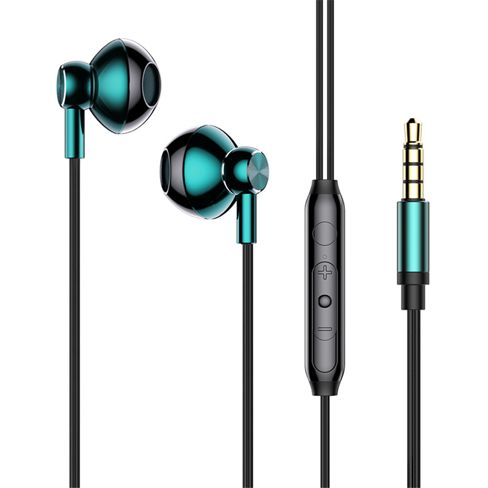 Auscultadores com fio EARDECO com microfone, Auscultadores com cancelamento de ruído, Auscultadores estéreo HiFi Bass, Auscultadores desportivos, 3,5mm: Verde