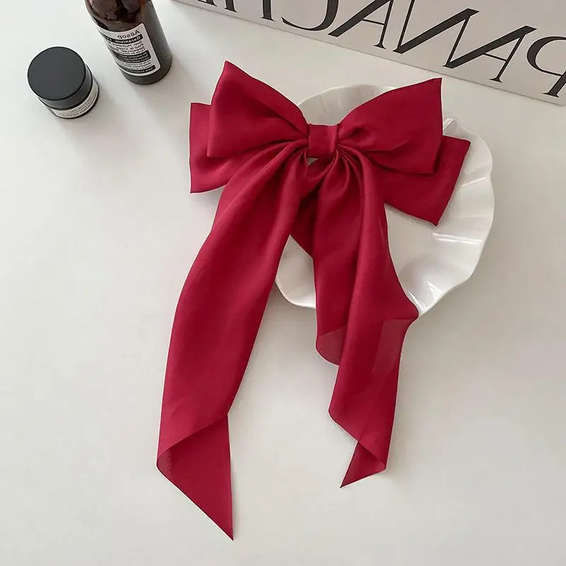 Pinza para el pelo con lazo , pasador para el pelo de satén liso Simple a la , diadema Retro con Clips, accesorios para el cabello para niñas: YELLOW