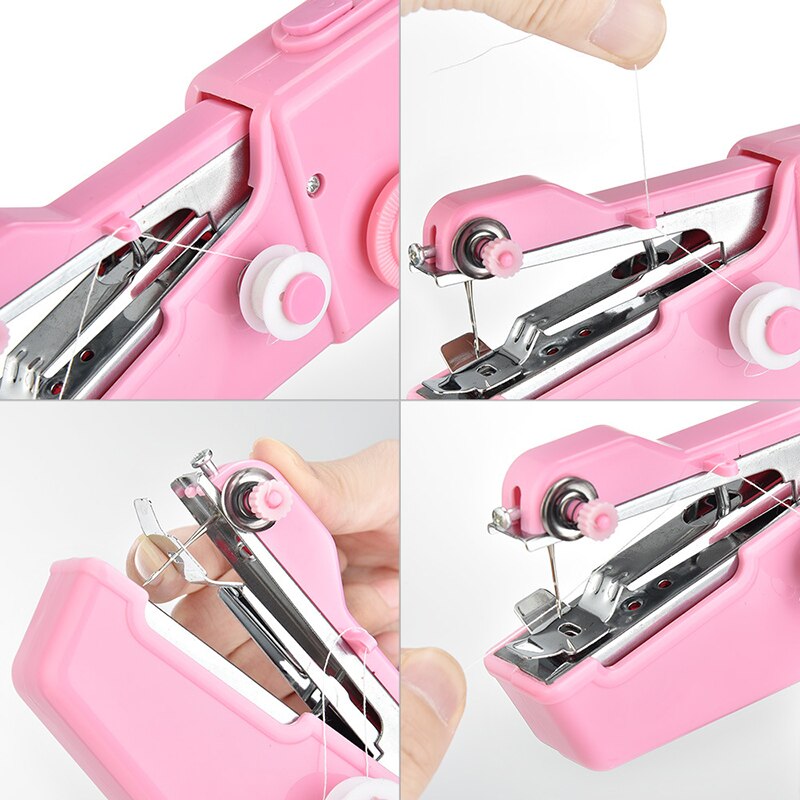 Handheld Sewing Machine Portable Mini Hand Electrical Household Repairing Portable Stitch Tool Kit To Beginners DIY Fabric Craft