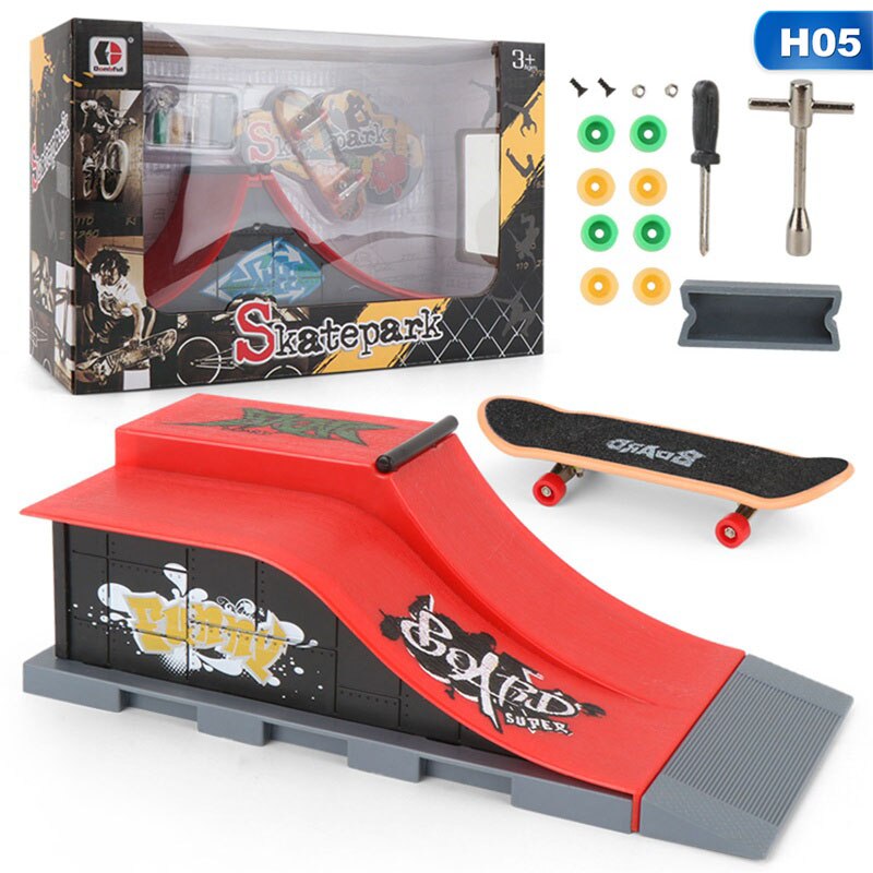Fingerboard Ultimate Parks Kit DIY Assembly Mini Finger Skateboard Deck Truck Skatepark Board With Ramp Accessories Sets: TOY10952H05