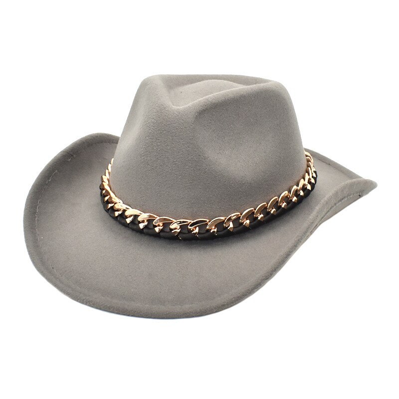 Lidafish Europese Amerikaanse Western Cowboy Hoed Vrouwen Mannen Wolvilt Jazz Hoed Outdoor Gentleman Sombrero Hombre Cap: GRAY