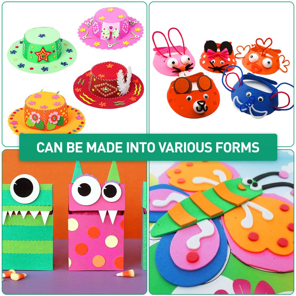 SUPVOX 50pcs Sponge Foam Paper EVA Craft Foam Sheets Handicraft Sheets Kids Arts Foam Paper for DIY Projects Scrapbooking