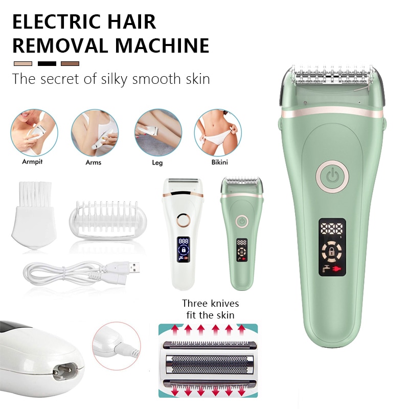 Elektrisk barbermaskine genopladelig barbermaskine til kvinder epilator hårfjerning barbermaskine 3 in 1 barbermaskine til kvinder bærbar kvindetrimmer