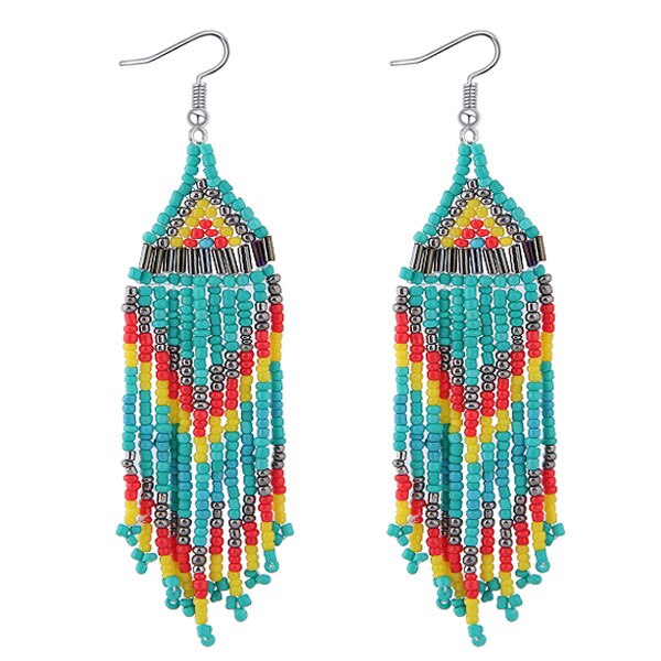 Bijuterii etnice cercei boho cu ciucuri femei boeme ciucuri lungi mărgele de semințe bijuterii franjuri lucrate manual pentru femei: Culoarea 3