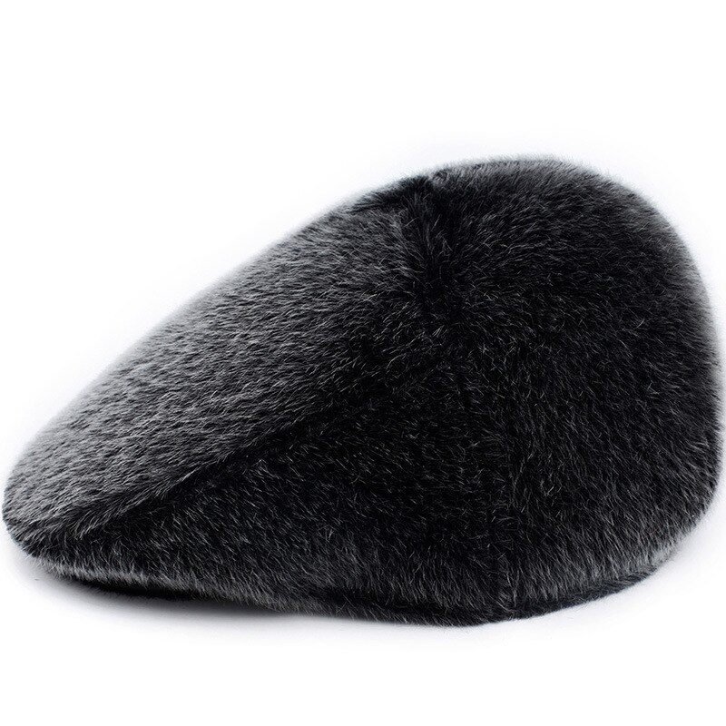 Hiver hommes chapeaux bérets casquettes pour hommes décontracté casquette chaude classique Vintage Imitation vison fourrure béret chapeau