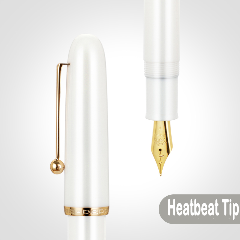 JINHAO 9016 Fountain Pen Acrylic Transparent White Spin Pen EF F M Nib Stationery Office School Supplies Writing Pen PK 9019: Yellow / XF