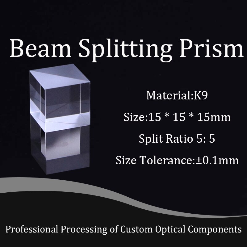 15*15*15Mm Optische Glas Beam Splitting Prisma, semi-Reflecterende En Semi-Transparante Kubus, Split Verhouding 5: 5