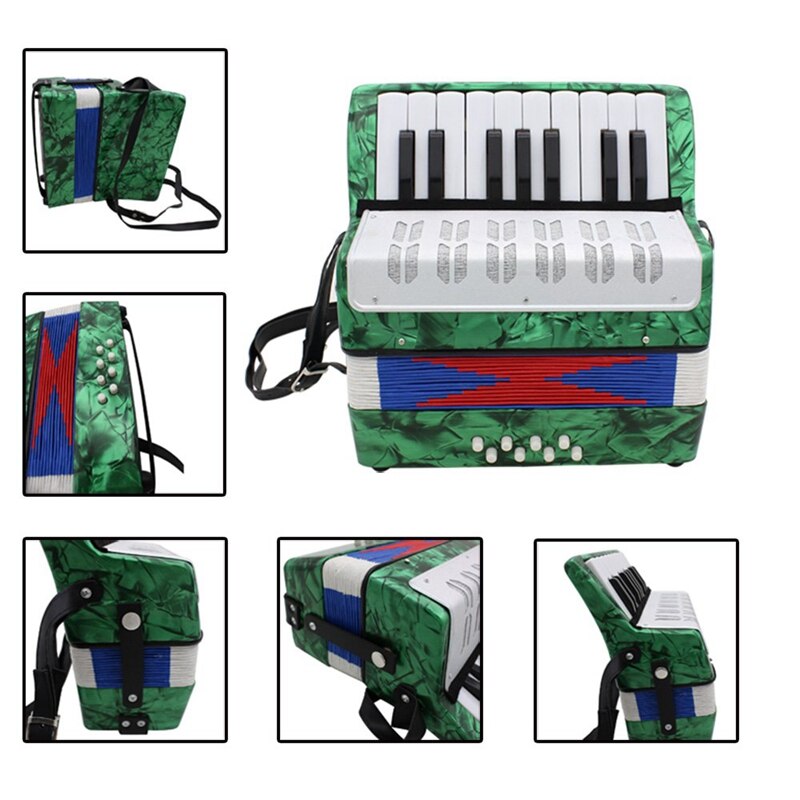 17 llave Mini acordeón educativo instrumento musical para niños adultos verde