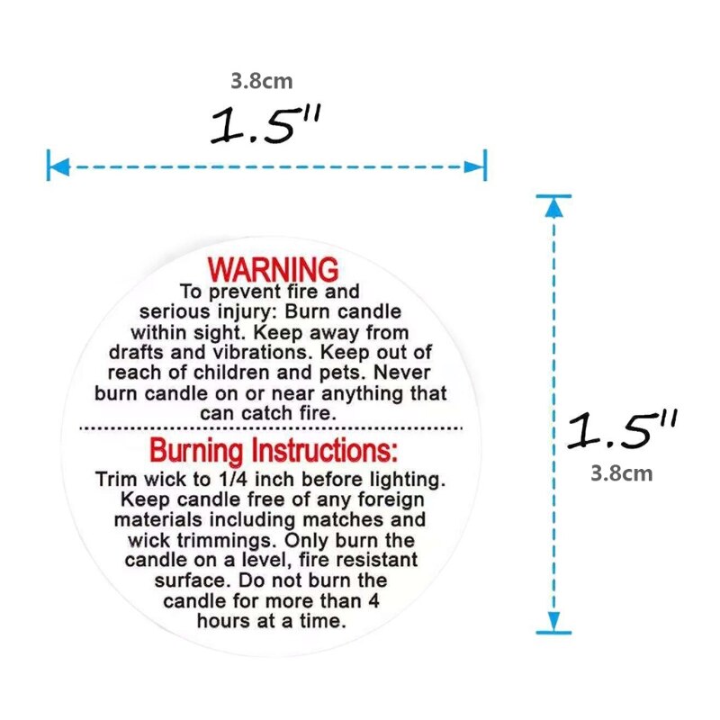 1000pieces Candle Warning Labels Candle Jar Container Stickers Candle Making Kit