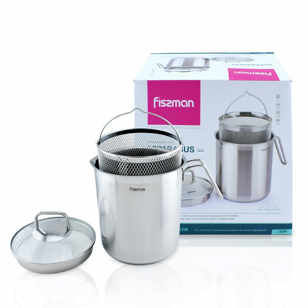 Fissman 3.5L Asparagus pot with Glass Lid and 304 Stainless steel Steamer Basket