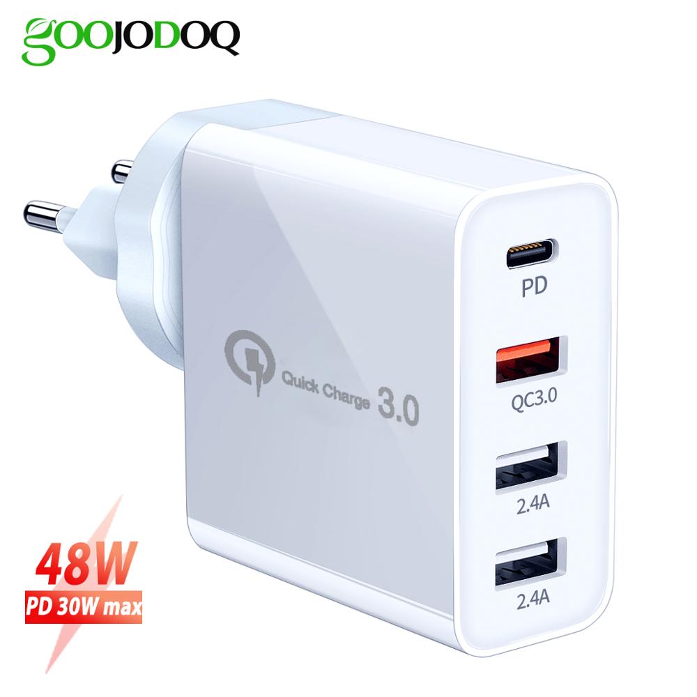 Charger Multi 48w QC 3.0 Macbook air Charger Type C PD USB Wall Charger Plug voor IPad Samsung A70 note10 Xiaomi Iphone Xs Max