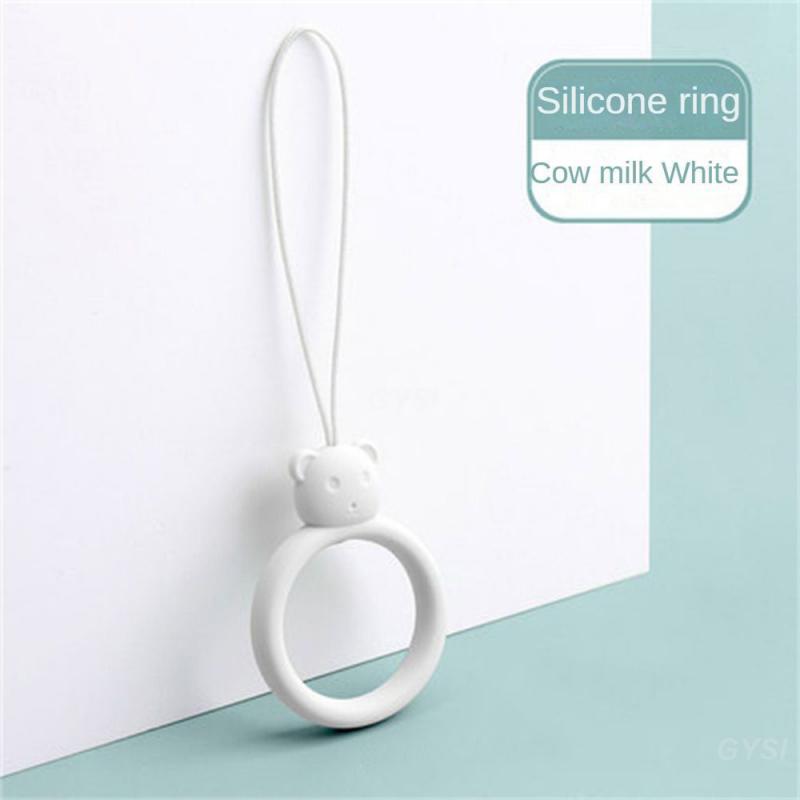 Ring Key Chain Soft Portable Lanyard Cartoon Smooth Comfortable Liquid Cute Silica Gel Elastic Pendant Multifunction Little Bear: Orange