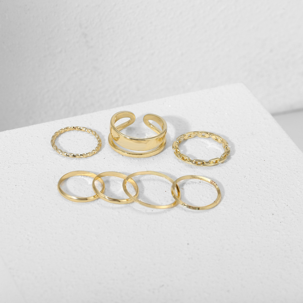 7 Uds. Conjunto de anillos de joyería de , superventas, aleación de Metal, apertura redonda hueca, anillo de dedo para mujer, de boda para y chica