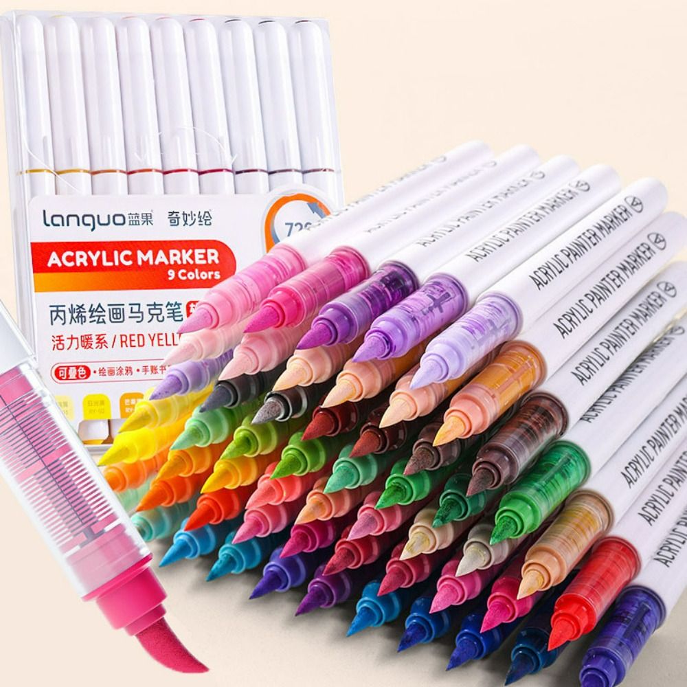 9-Colors Acrylic Marker Pen Stackable Color Straight Liquid Colour Pen Quick Drying Smooth Writing Art Watercolor Pen Graffiti