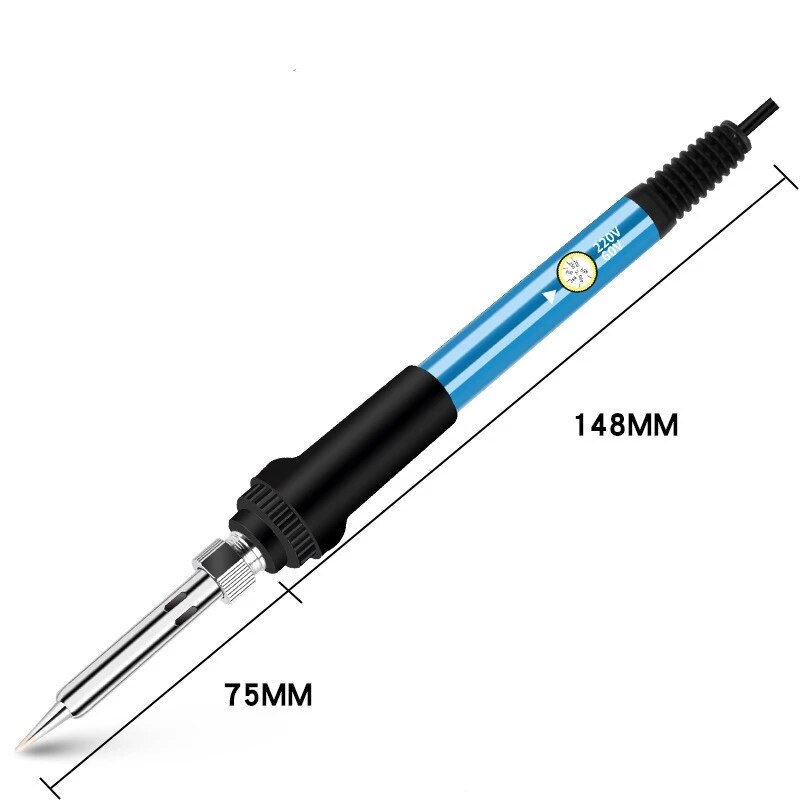 Soldering Iron 60W ON/OFF Switch Adjustable Temperature Electric Solder Iron Rework Station Mini Handle Heat Pencil Welding Tool: blue / EU