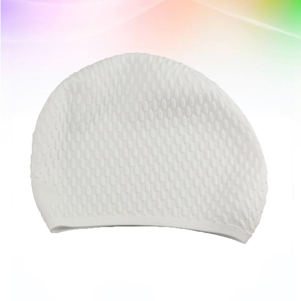 1pc badmutsen praktische lang haar oorbescherming badmutsen zwembadhoed siliconen badmuts voor dames dames: Wit