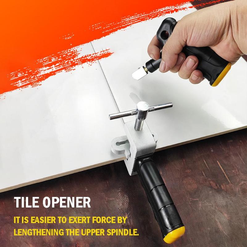 Tile Glass Cutter Ceramic Cutting Tools Handheld Sharp Breaker Labor-saving Opener with Spare Cutter Heads Standby Footpads