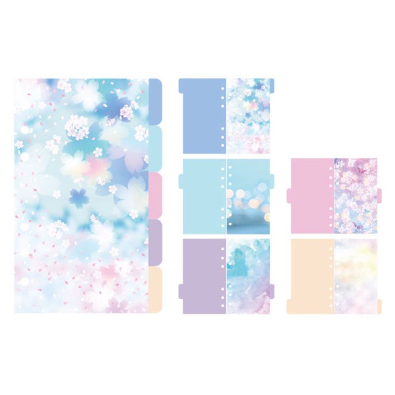 Juego de flores de cerezo estilo A5 A6, separador del cuaderno de hojas sueltas, separador de índice, hojas para diario, aglutinantes, suministros para estudiantes y escuela 1 Juego