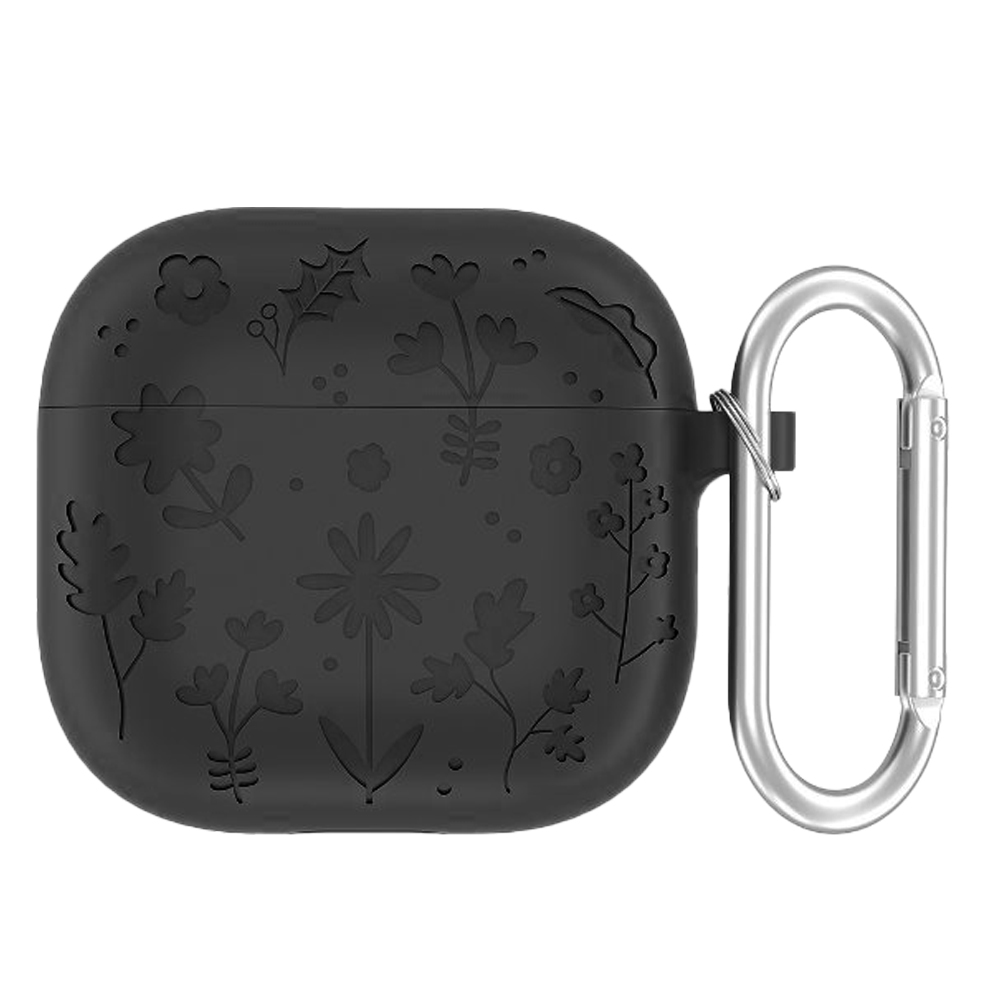 Flora engraved headphone case for apple airpods 4,  , protective holder, shockproof silicone case with key fob for airpods 4: Coral