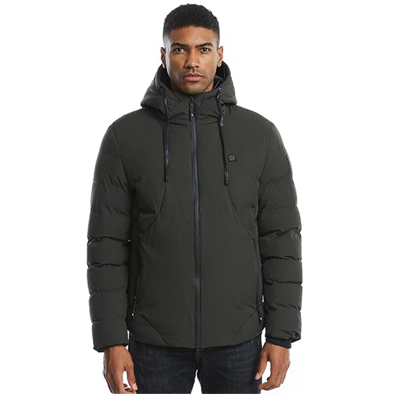 Buitenjas voor heren en dames, verwarmde jas met lange mouwen, verwarmde jas met capuchon, warme winterthermische kleding, waterdichte ski-jas