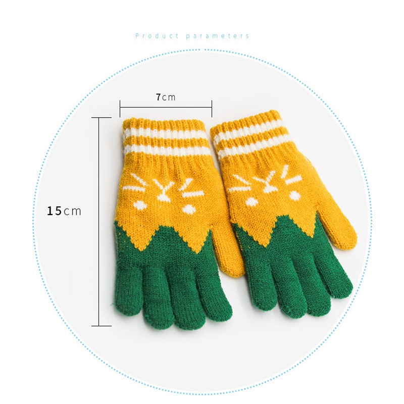 Wecute Kinderen Winter Warme Handschoenen Voor 4-10years Kids Cartoon Kat Handschoenen Vijf Vinger Kasjmier Gebreide Handschoenen Soft Fietsen