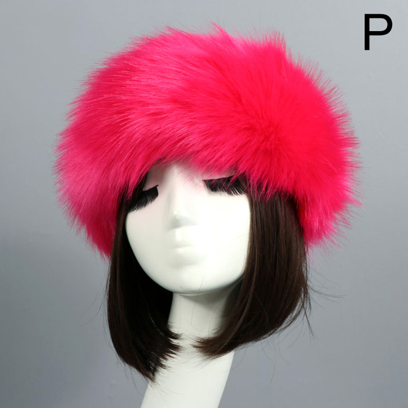 Winter Dikke Harige Haarband Fluffy Russische Faux Fur Vrouwen Meisje Bont Hoofdband Hoed Winter Outdoor Earwarmer Ski Hoeden Hoofddeksels: P