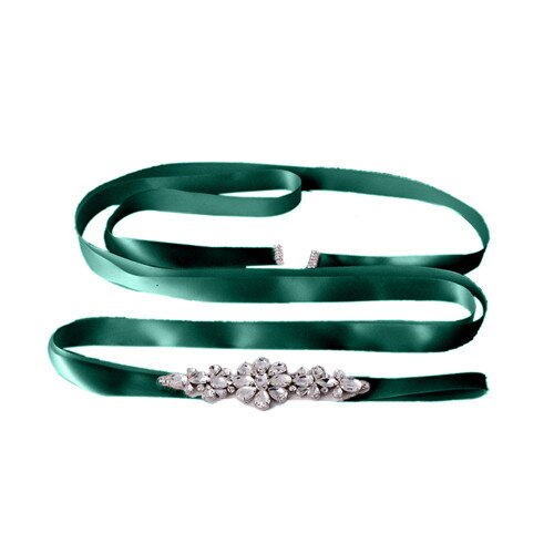TRiXY S45 Handgemaakte Bruiloft Riemen Kristal Trouwjurk Riem Bruiloft Accessoires DIY Bruid Bridal Sjerpen Bridal Riemen: green