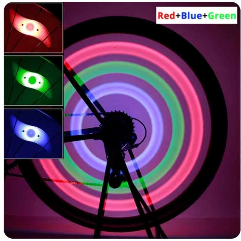 Luz para radios de rueda de bicicleta, luces para neumáticos, 3 modos, LED, resistente al agua, advertencia de seguridad para bicicleta, fácil de instalar, accesorios para bicicleta con batería: violet