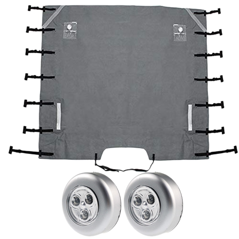 Caravan Front Towing Cover,Universal Caravan Protector Covers Accessories with 2 LED Lights for RV Motorhome: Default Title