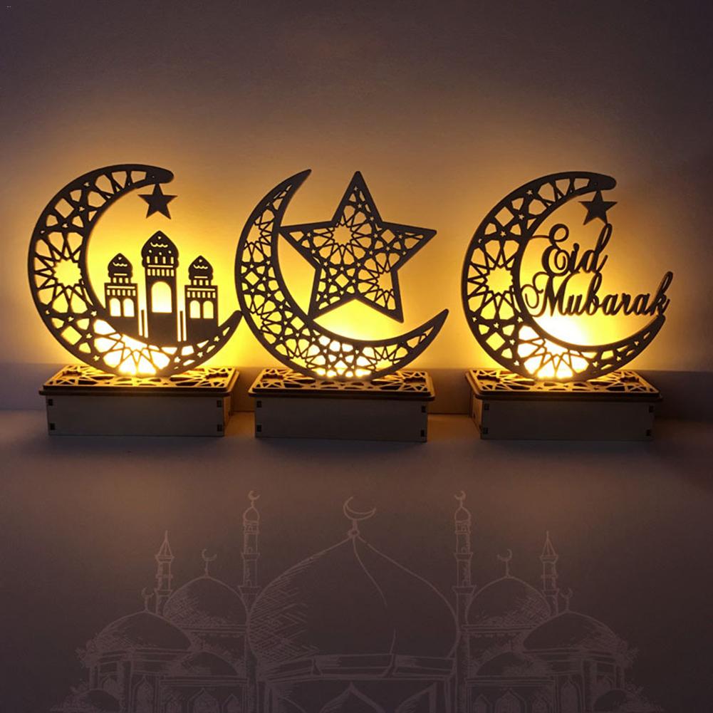 Lampe décorative en bois à bricolage-même, luminaire décoratif de palais, pour l'islam musulman, Eid Mubarak, Ramadan, LED