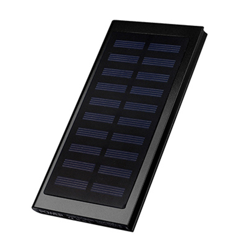 Universal 20000mAh Solar Power Bank Externe Batterie Quick Charge Dual USB Ports Power Solar Batterie Ladegerät mit LED Licht: Black