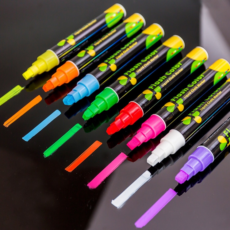 Rotulador marcador de placa fluorescente de 8 colores, marcador de tiza, marcador de pizarra de cristal ligero, marcadores de pintura de arte, útiles escolares