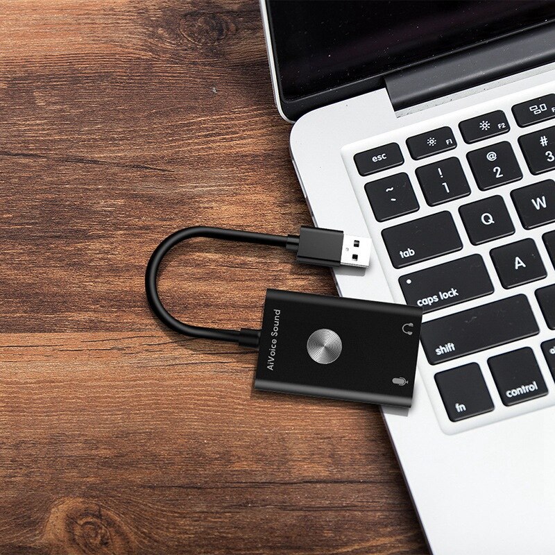 USB Audio Adapter External Stereo Sound Card with 3.5mm Headphone and Microphone Jack for Windows, Mac, Linux