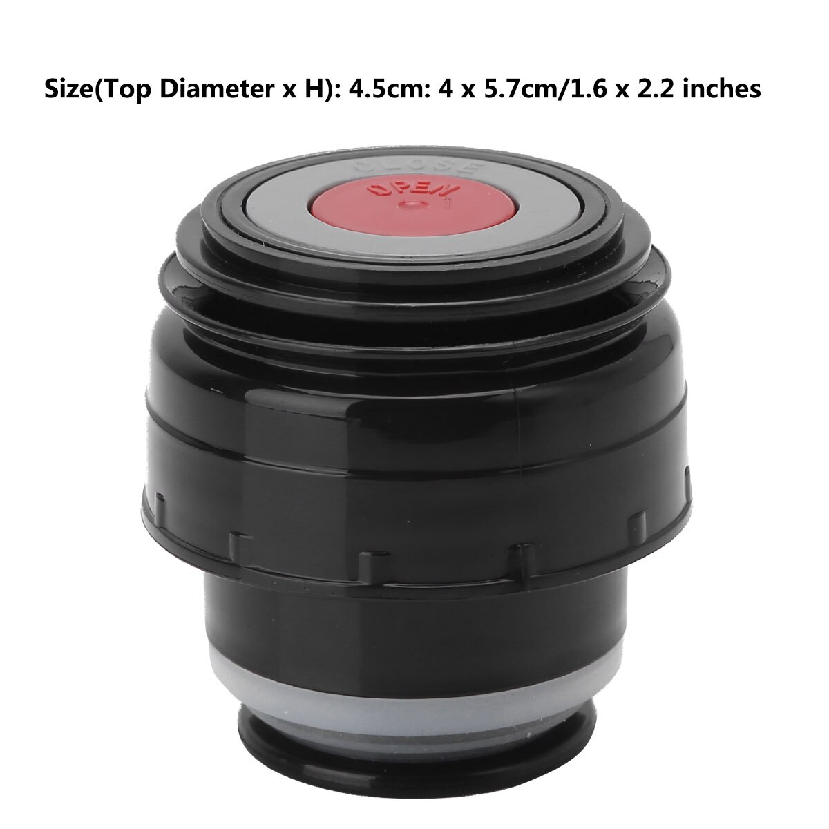 3.5/4.5/5.2cm Vacuum Flask Lid Portable Universal Thermos Bottle Cover Outdoor Travel Bottles Cup Seal Stoppers Accessories: 4.5cm Black Red