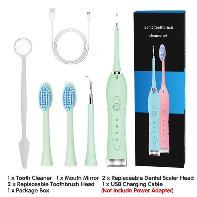 4 Grades Adjustable Electric Ultrasonic Sonic Remove Dental Stones Cleaning Instrument Washing Machine Whitening Teeth Oral Care: Green